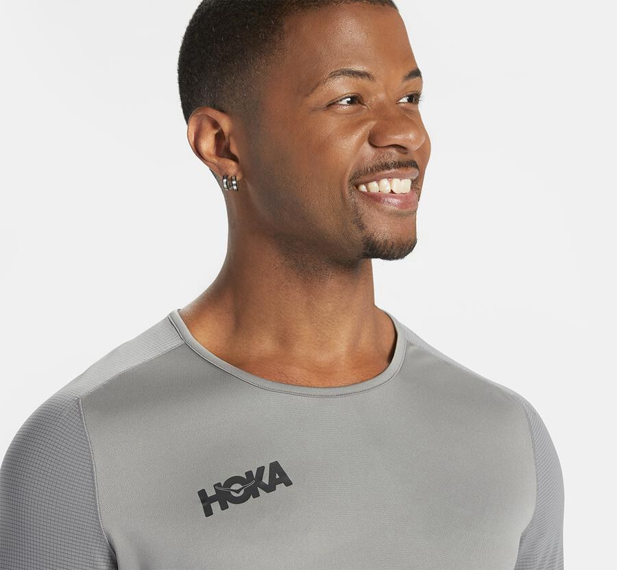 Hoka One One Performance Lång Sleeve Top Herr - Grå - UVANY-0723